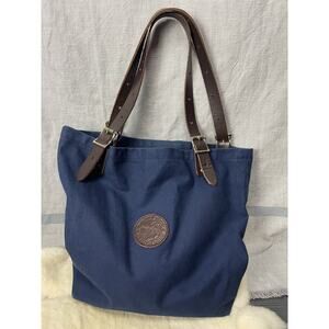 Duluth Pack Navy Blue Canvas Leather Handles Tote Bag Market Bag